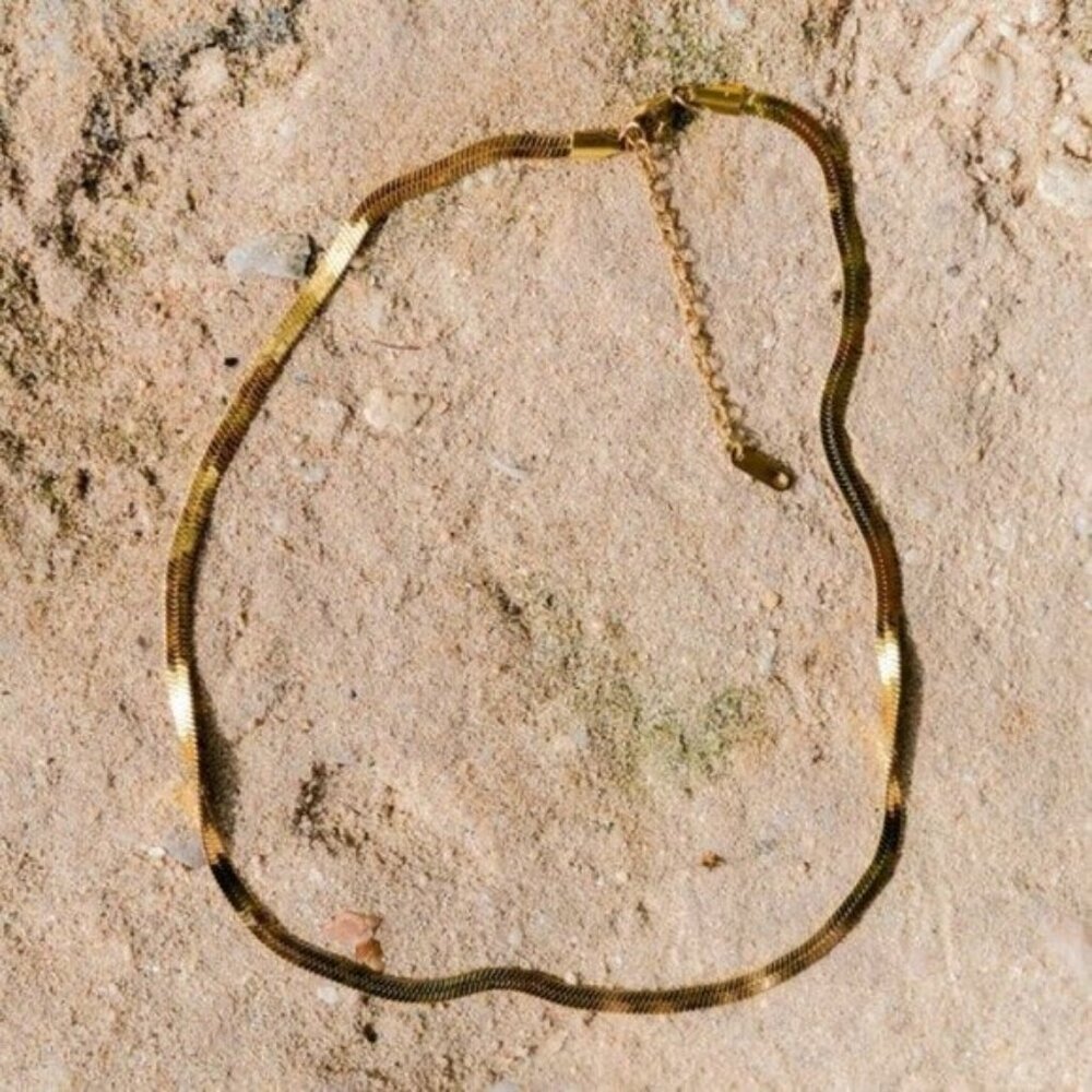 Classic Herringbone Necklace Waterproof Gold Chain Necklace Beautiful Necklace - Picture 6 of 12